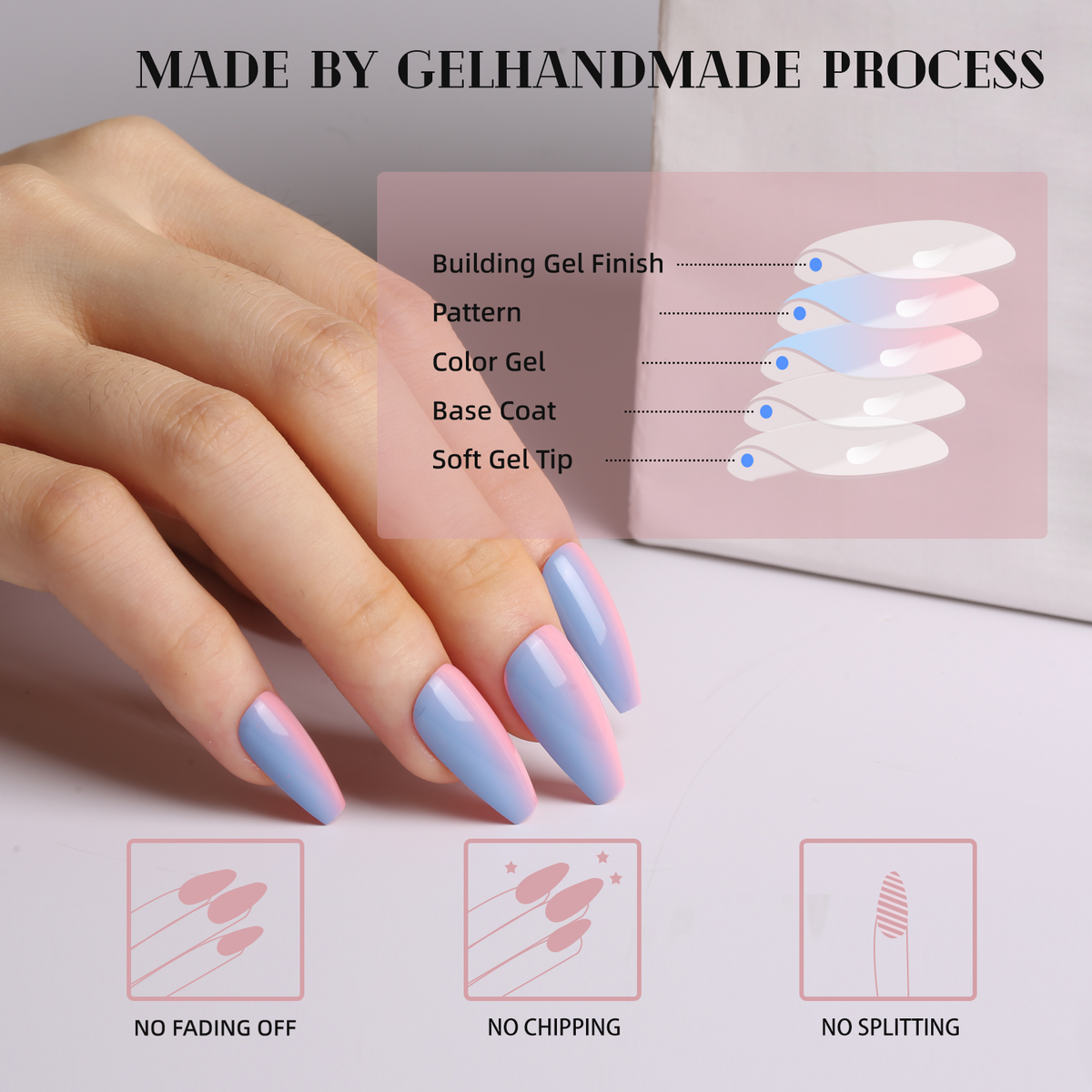 Pastel Sky Gradient Nail Set - 28PCS