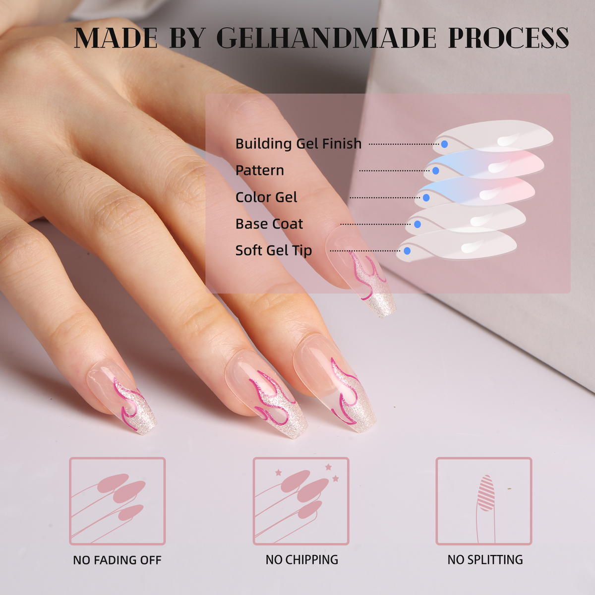 Flame Kissed Elegance Press-On Nails - 28PCS