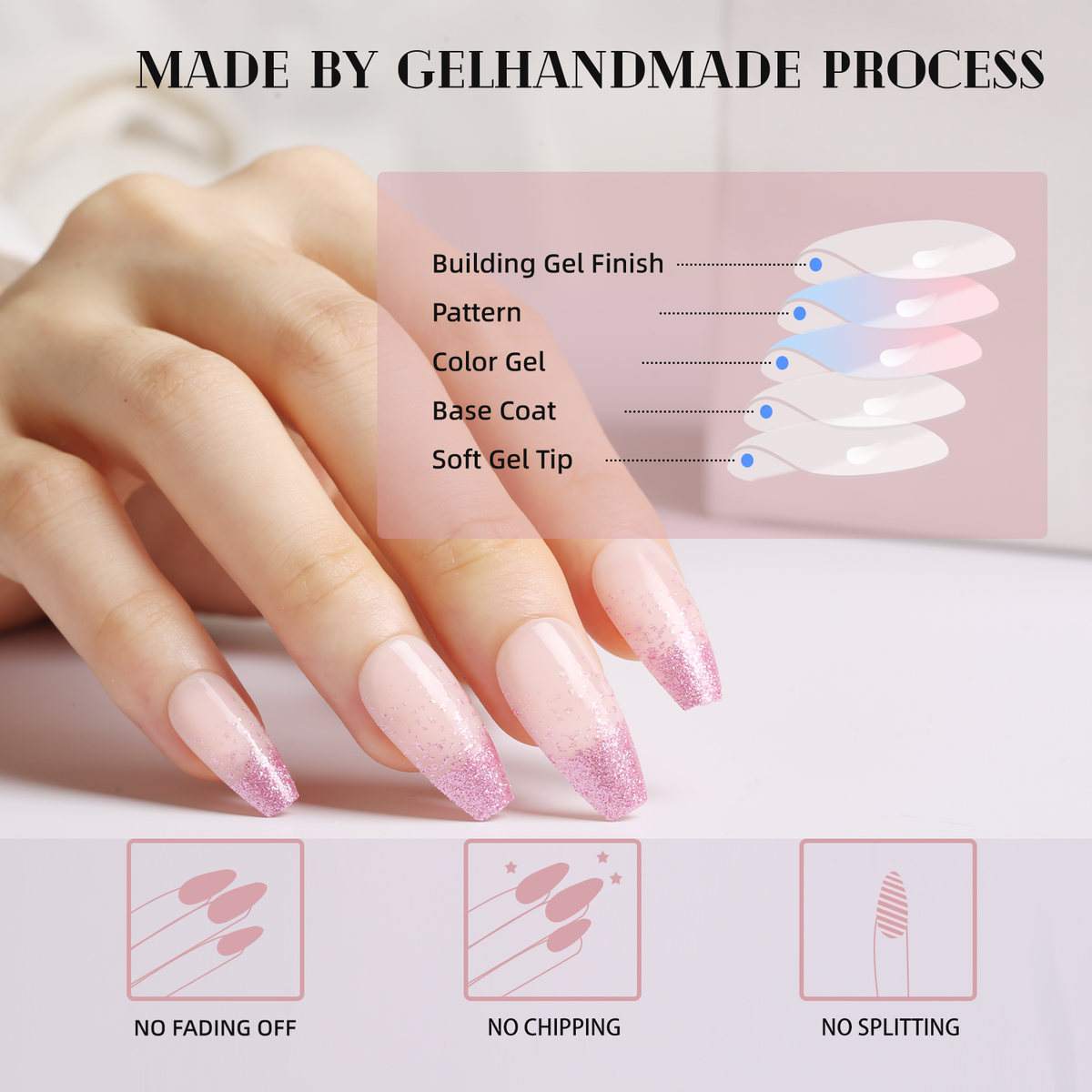 Soft Pink Dust Ombre Nail Set - 28PCS