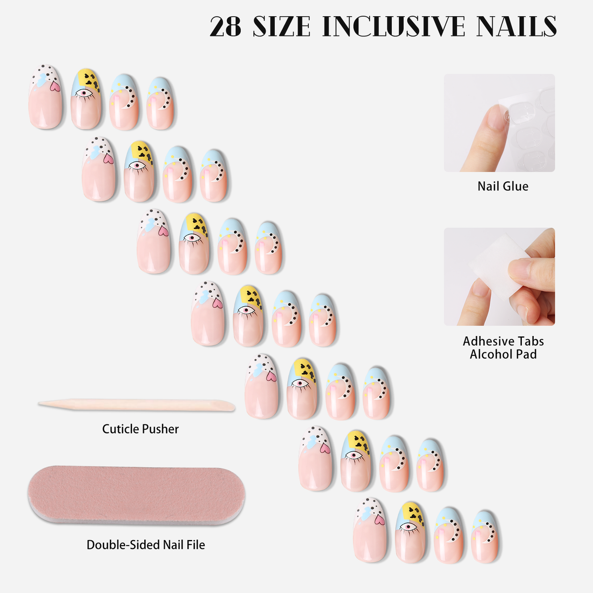 Whimsical Winks Press-On Nails - 28PCS