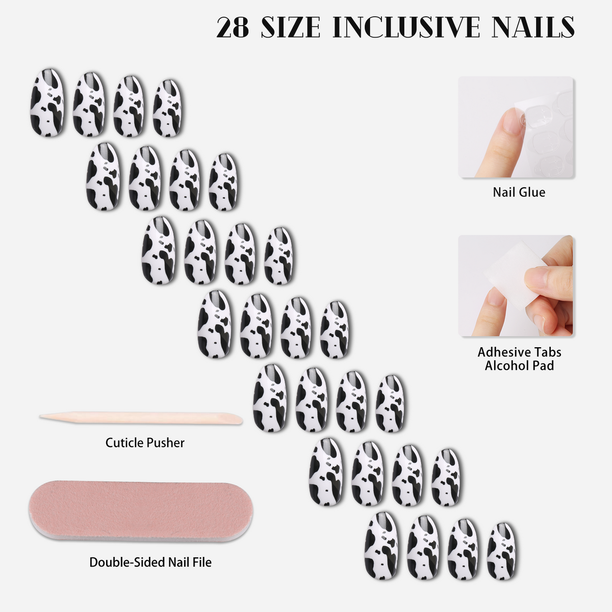 Cow Print Charm Press-On Nails - 28PCS