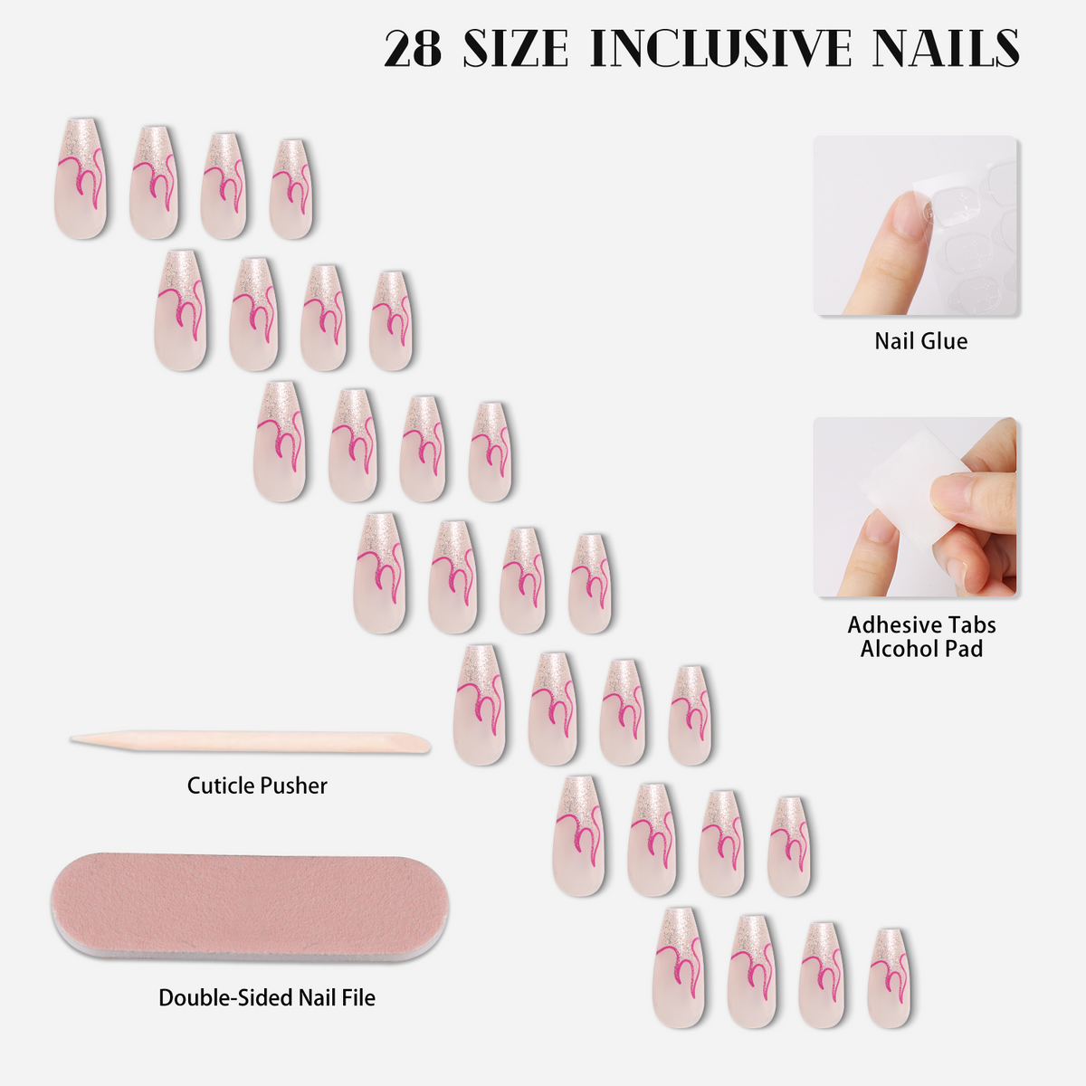 Flame Kissed Elegance Press-On Nails - 28PCS