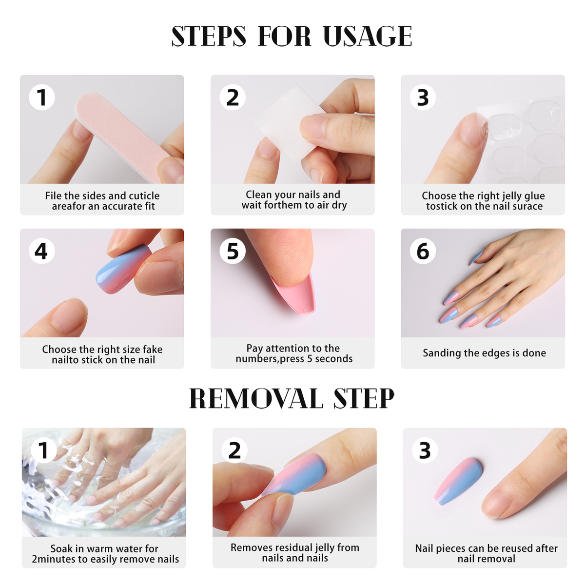 Pastel Sky Gradient Nail Set - 28PCS